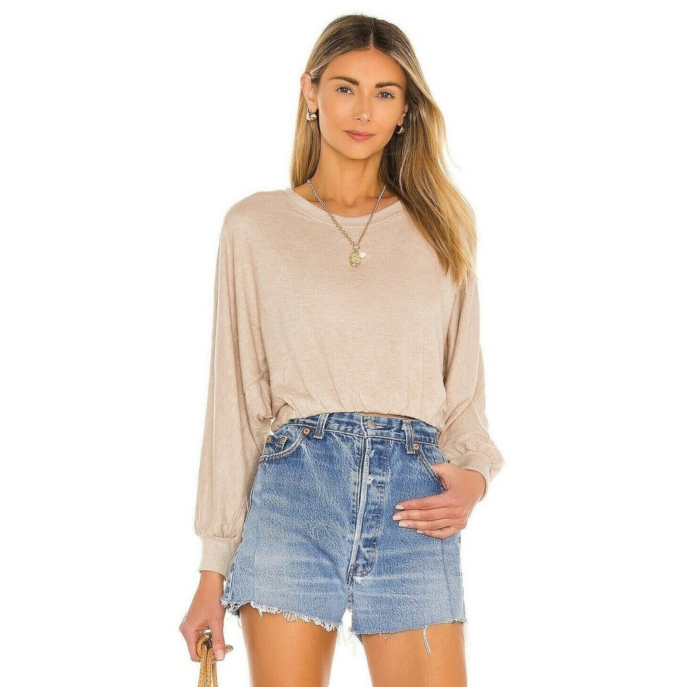 $130 L*SPACE Pillow Talk Pullover Long Sleeve Crop Top Causal Super Soft NEW M